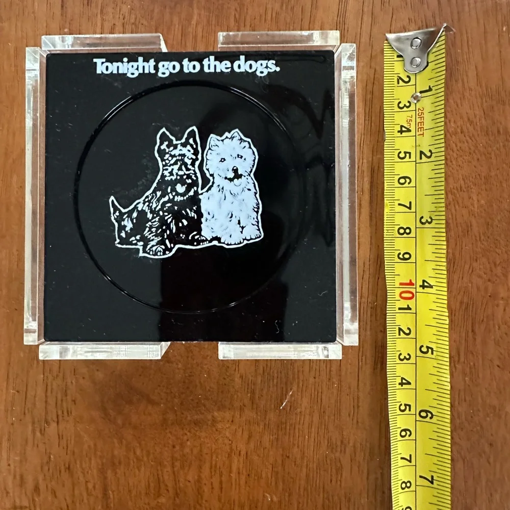 Vintage Black & White Scotch Whisky Scottie & Westie Dogs Coaster Set of 6